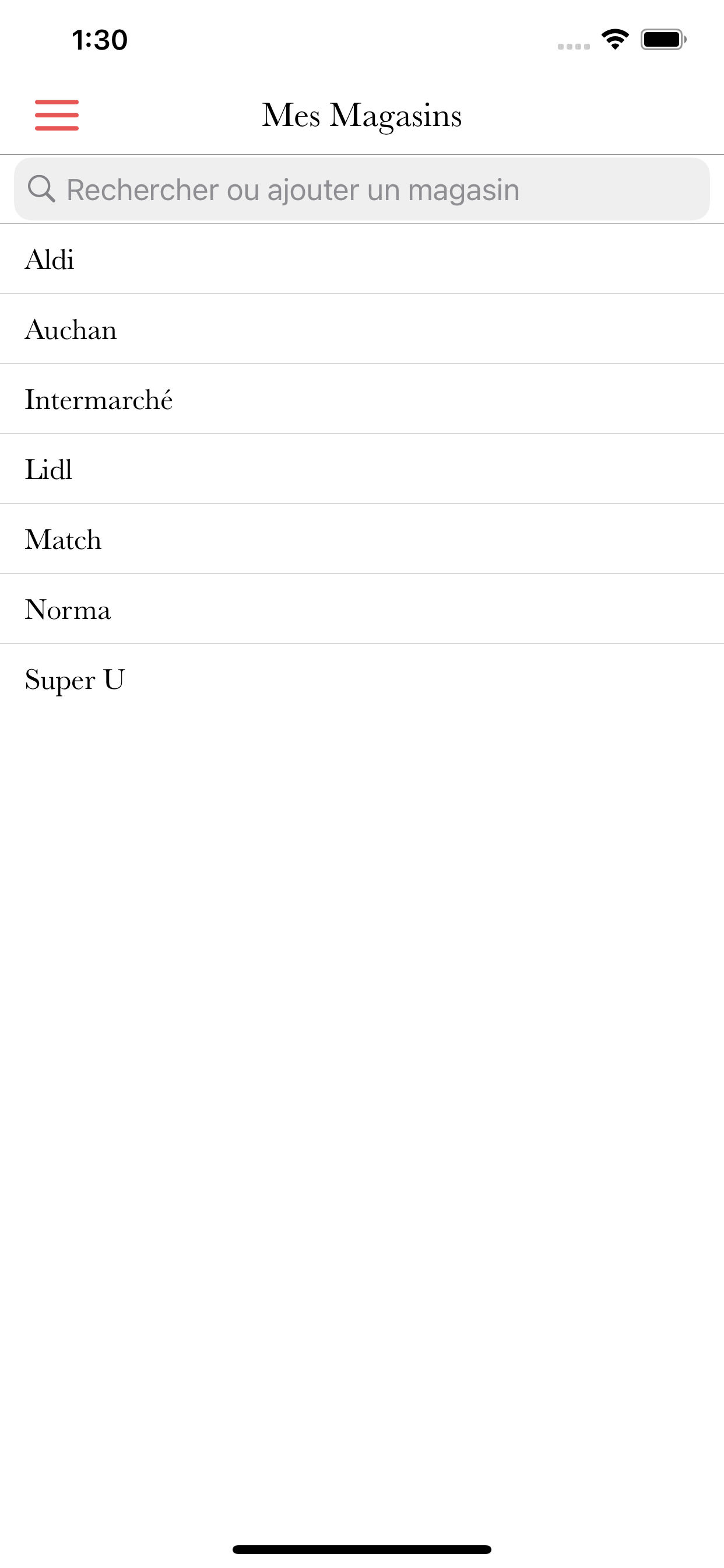 My Shopping List, Grocery list