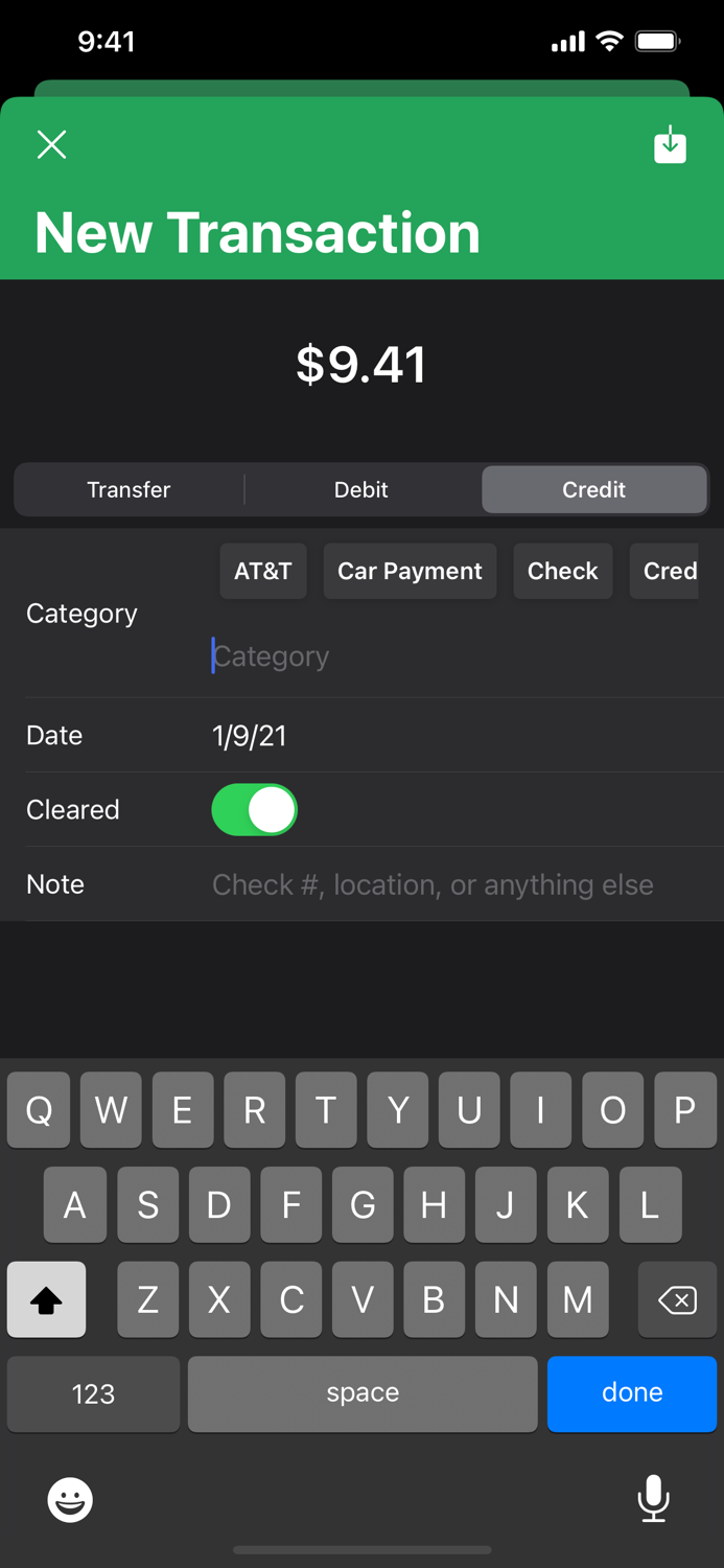 Transactions Simple Checkbook