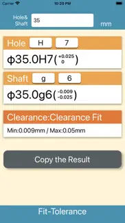 fit tolerance calculator iphone screenshot 1