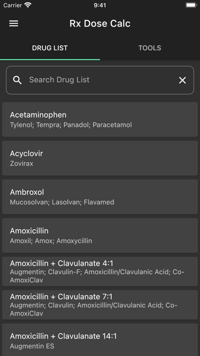 Rx Dose Calc Screenshot