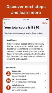 narcissistic personality test iphone screenshot 3