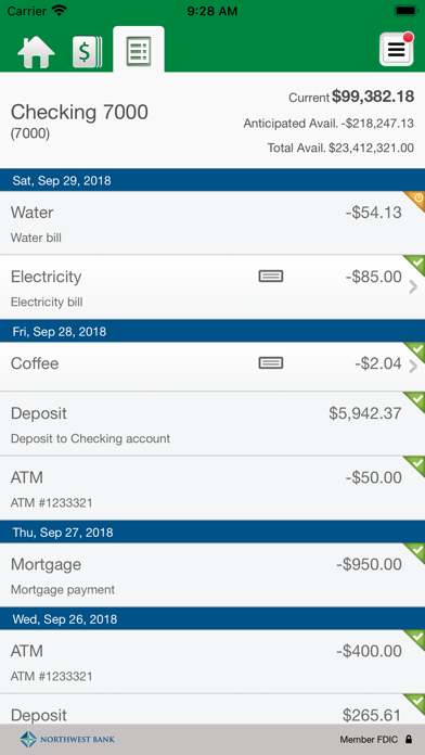 Northwest Bank Mobile Business Screenshot