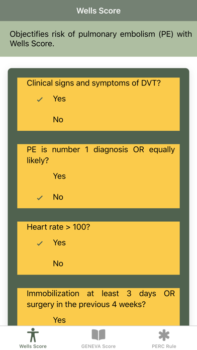 Screenshot #1 pour Pulmonary Embolism Score