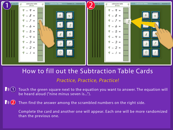 Montessori Subtraction Tables