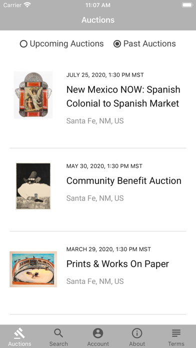 Santa Fe Art Auction Screenshot