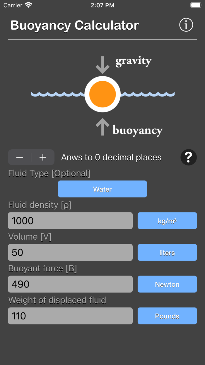 Buoyancy Calculator