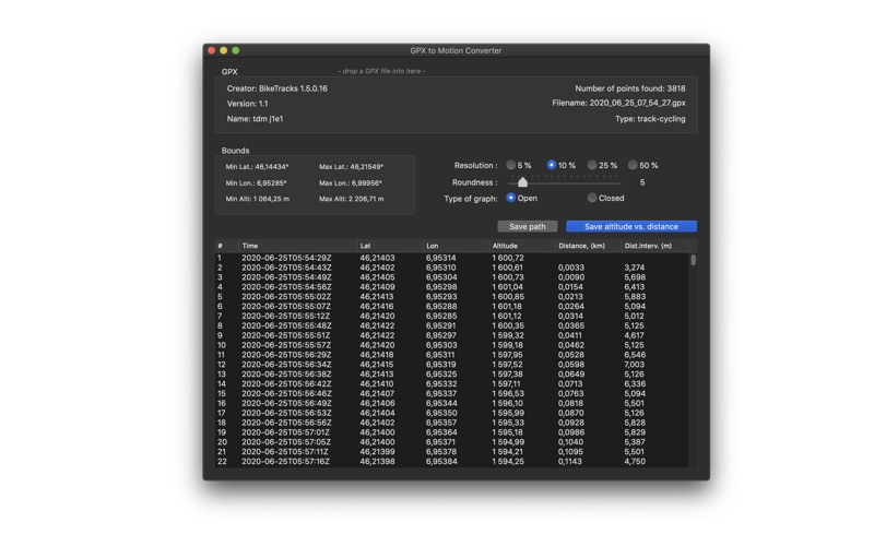 Screenshot #1 pour GPX to motion