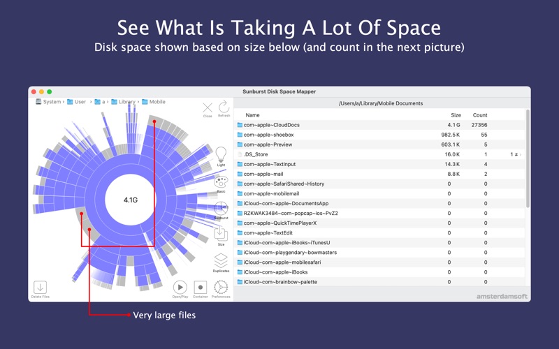 Screenshot #2 pour Sunburst Disk Space Mapper