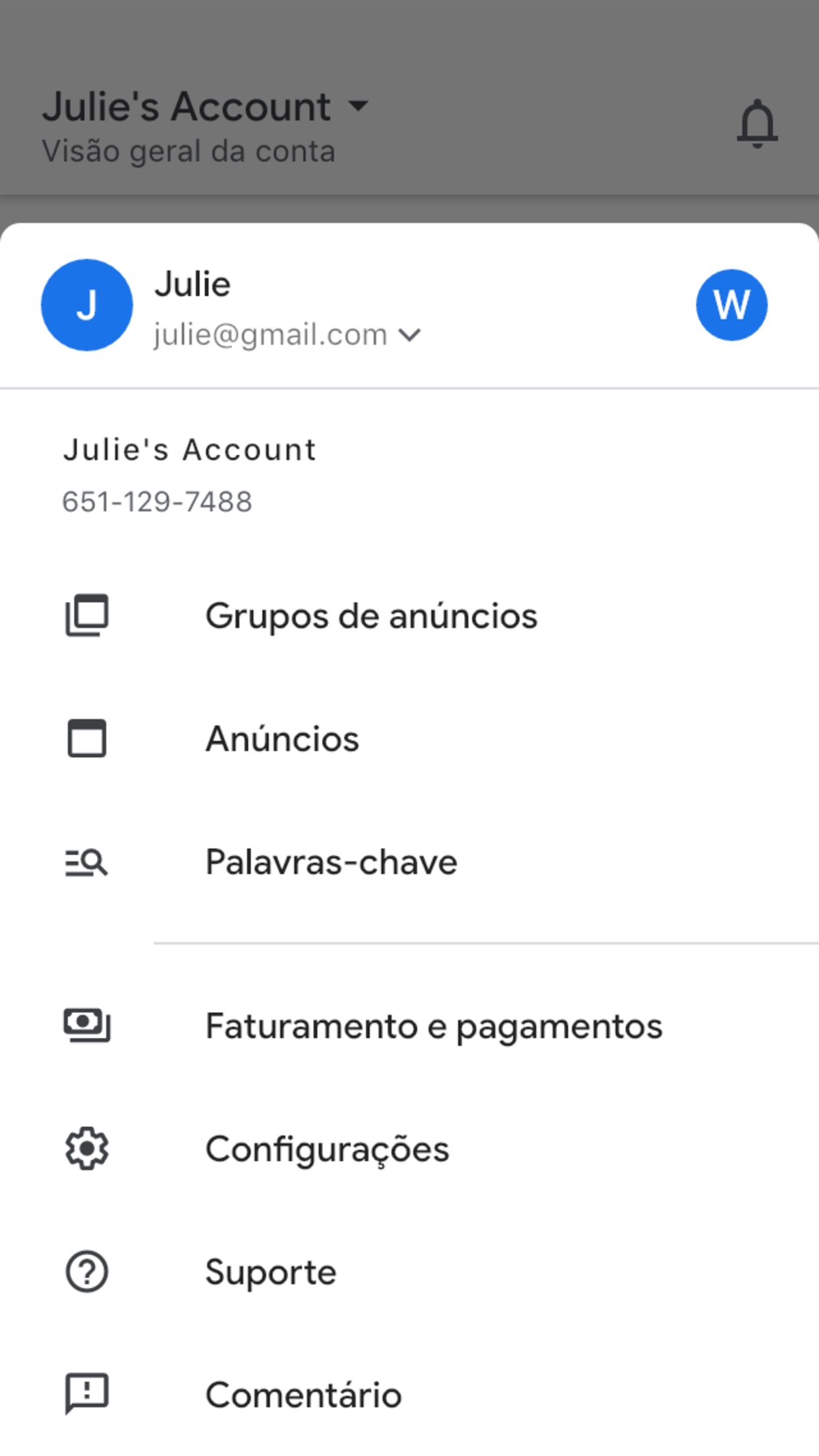 Screenshot do app Google Ads: Cresça seu Negócio
