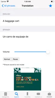 english to spanish phrasebook iphone screenshot 2