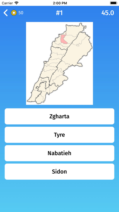 Lebanon: Provinces Quiz Game Screenshot