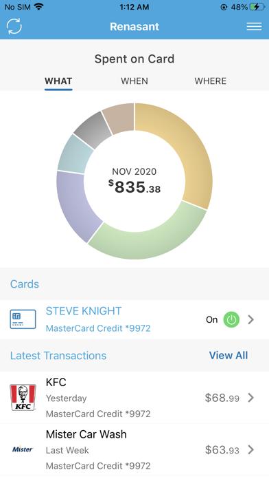 Renasant Card App Screenshot