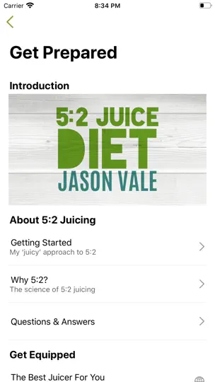 Captura de pantalla de Jason Vale’s 5:2 Juice Diet en iPhone 4