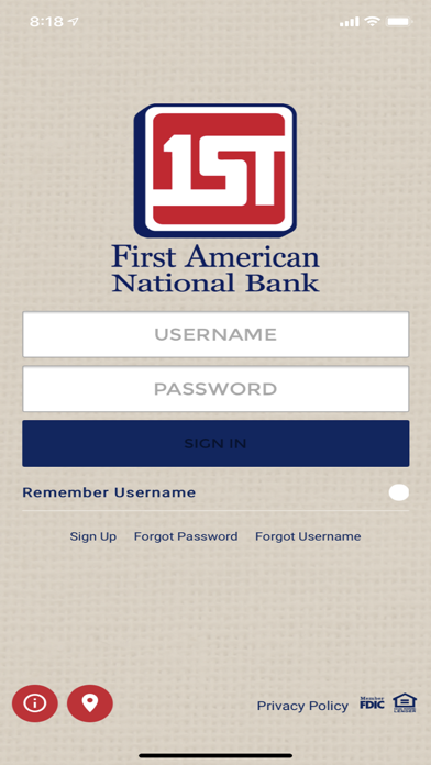 First American National Bank Screenshot