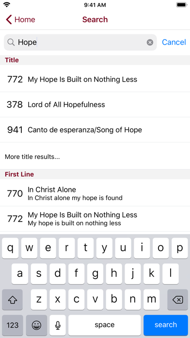 Lift Up Your Hearts Hymnal Screenshot