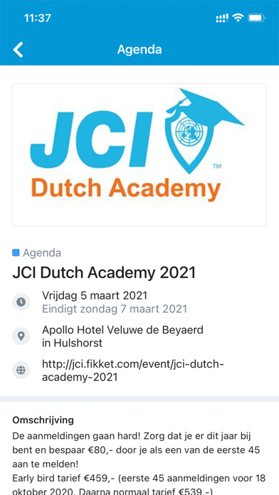 JCI Nederland Ledenapp Screenshot