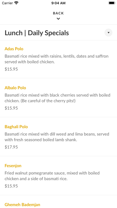 Darya Restaurant Screenshot