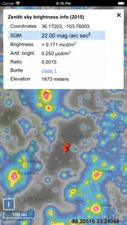 light pollution map iphone screenshot 2