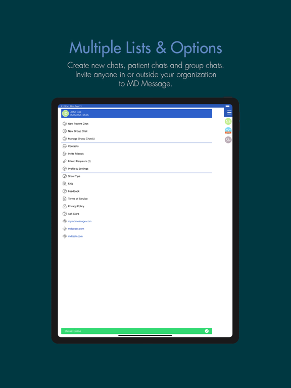 mdMessage - Secure Messaging iPad screenshot 3 - Social Networking app