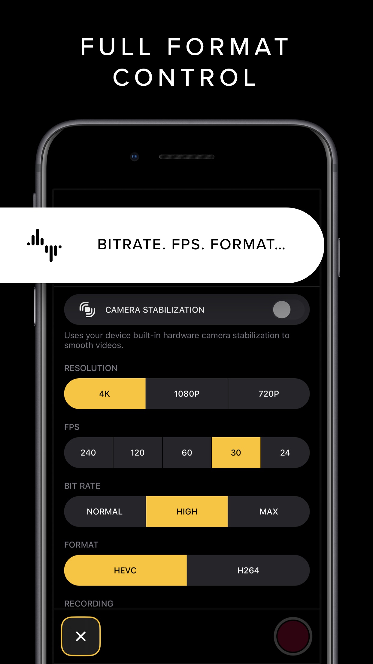 Screenshot do app REC - Pro Video Camera