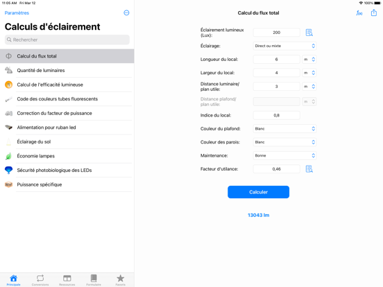 Screenshot #4 pour Calculs d'éclairement