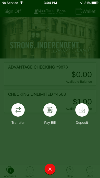 WoodTrust Bank Mobile Screenshot