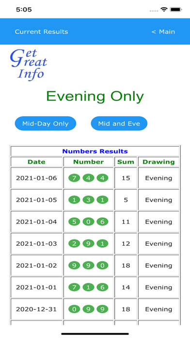 NYS Lottery Results Screenshot