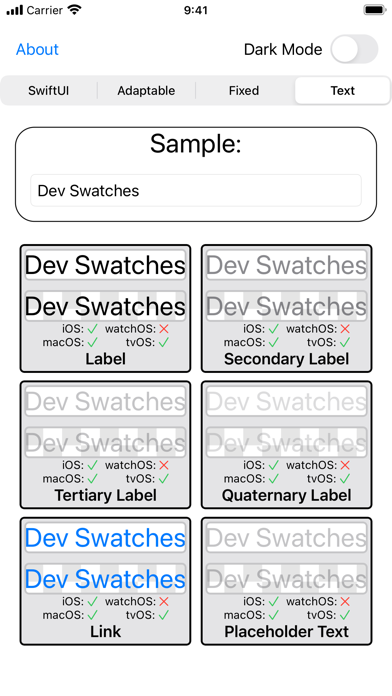 Dev Swatches iPhone screenshot 5 - Utilities app