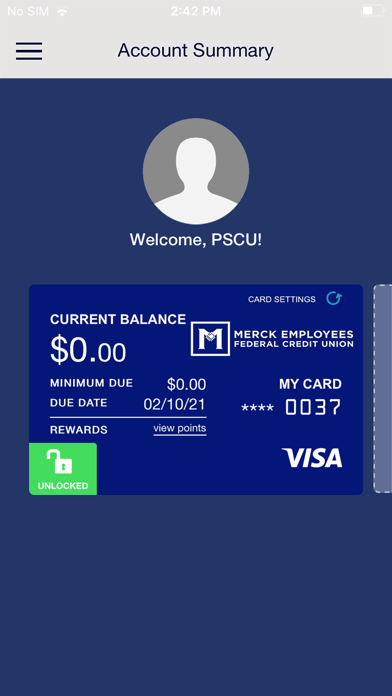 MEFCU Card App Screenshot