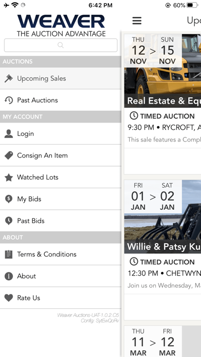 Weaver Auctions Screenshot