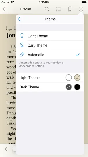 Captura de pantalla de Bluefire Reader en iPhone 4