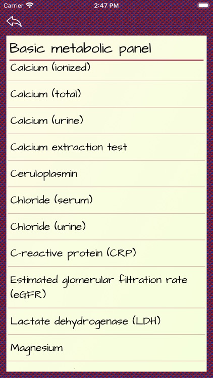 Blood Test Results: Lab Values