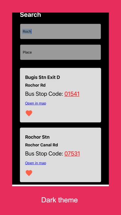 Singapore Bus Arrival Screenshot