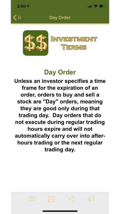 Investment Terms Screenshot