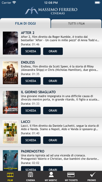 Webtic Ferrero Cinemas Screenshot