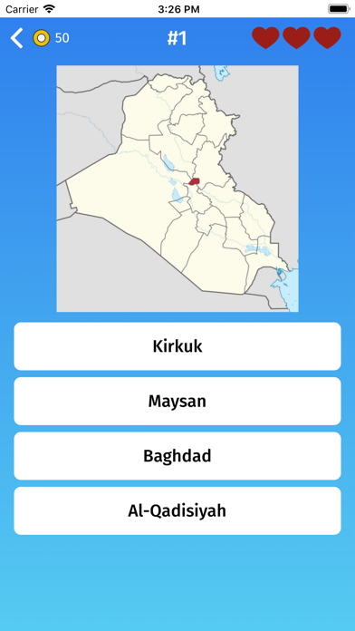 Iraq: Provinces Quiz Game Screenshot