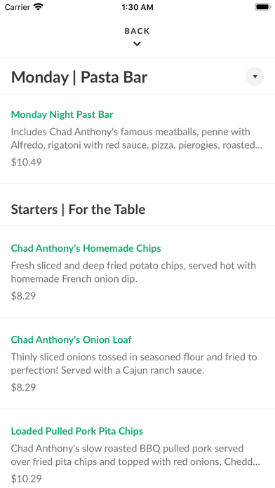 Chad Anthony's Italian Grille Screenshot