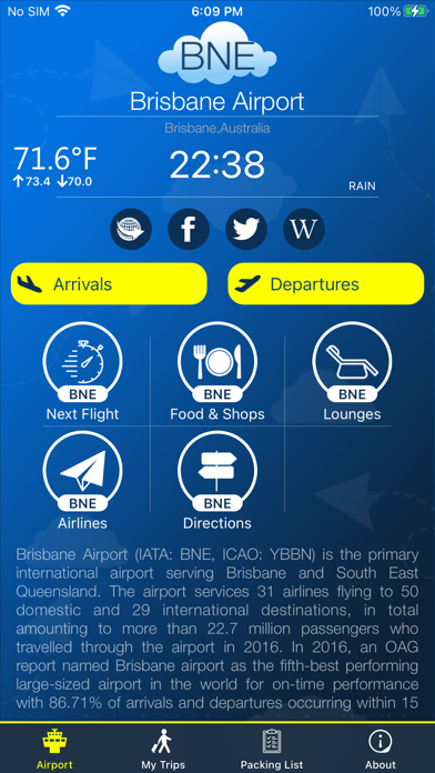 Screenshot #1 pour Brisbane Airport Info + Radar