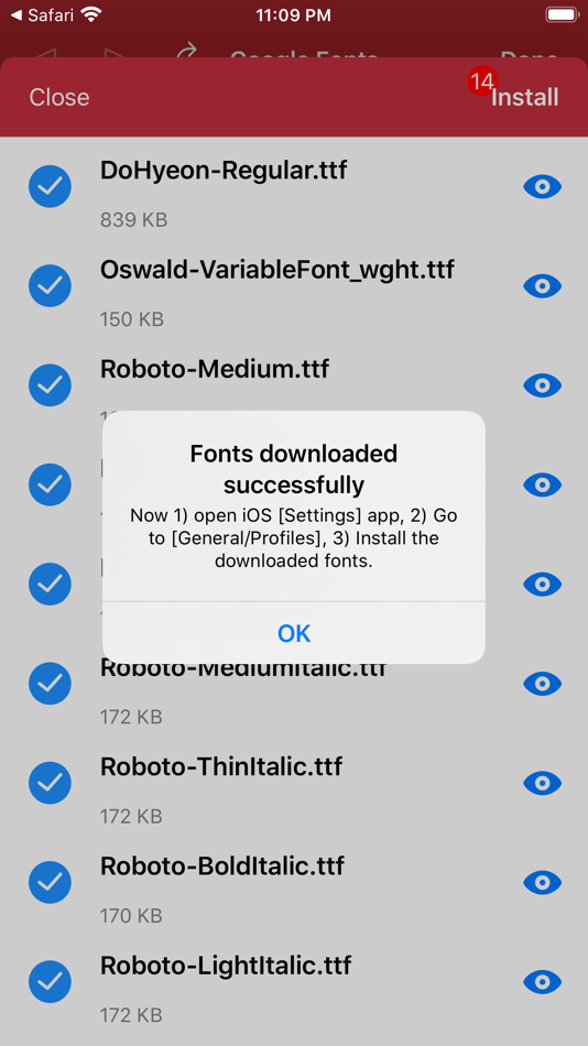 #8. Custom Fonts - Font Installer (iOS) بواسطة: Dongwook Cho