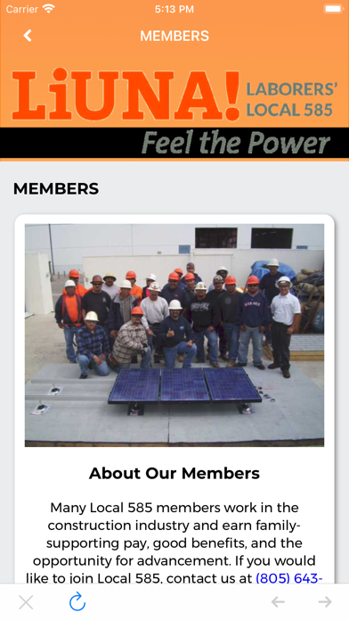 LiUNA 585 Screenshot
