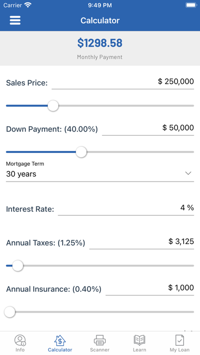 SFB mortgage Screenshot