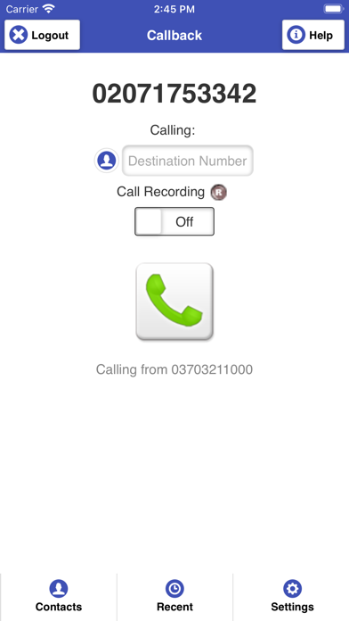 Flextel - Callback Screenshot