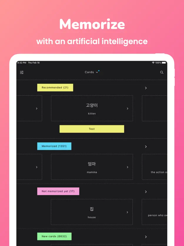 App screenshot for Memorize: Learn Korean Words