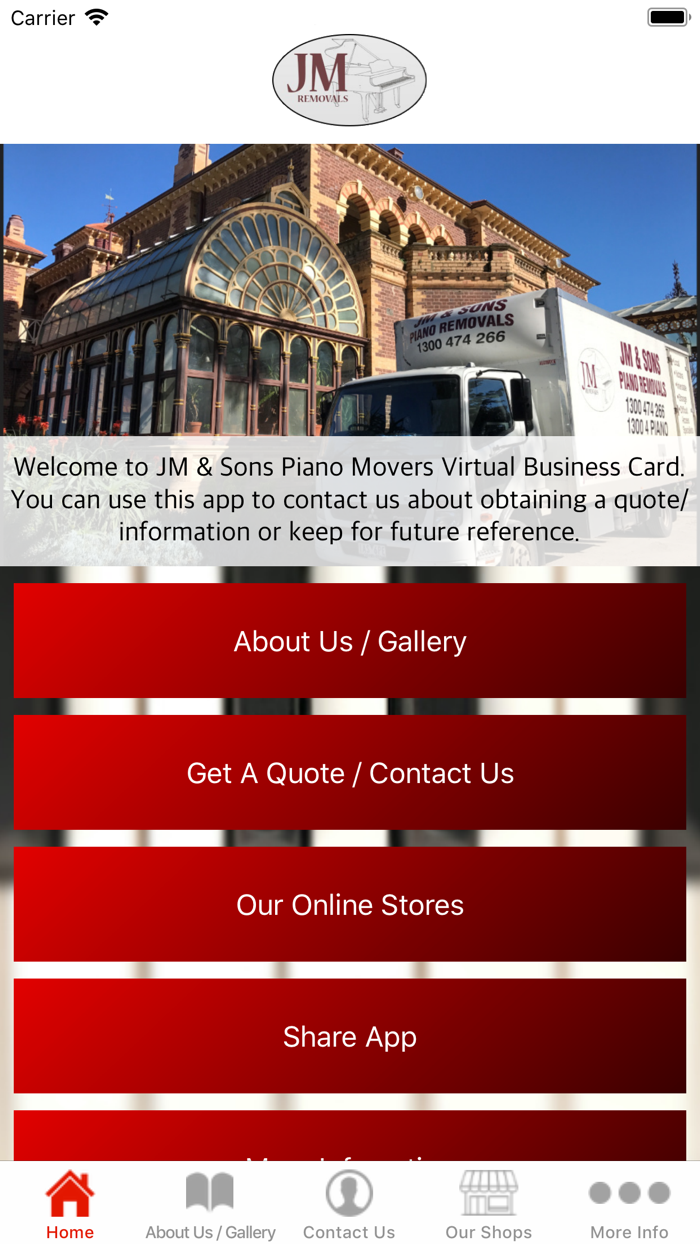 JM and Sons Piano Movers VB Card