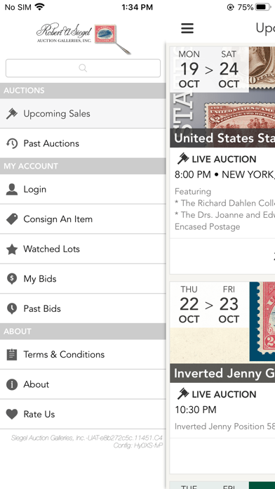 Siegel Auction Galleries, Inc. Screenshot