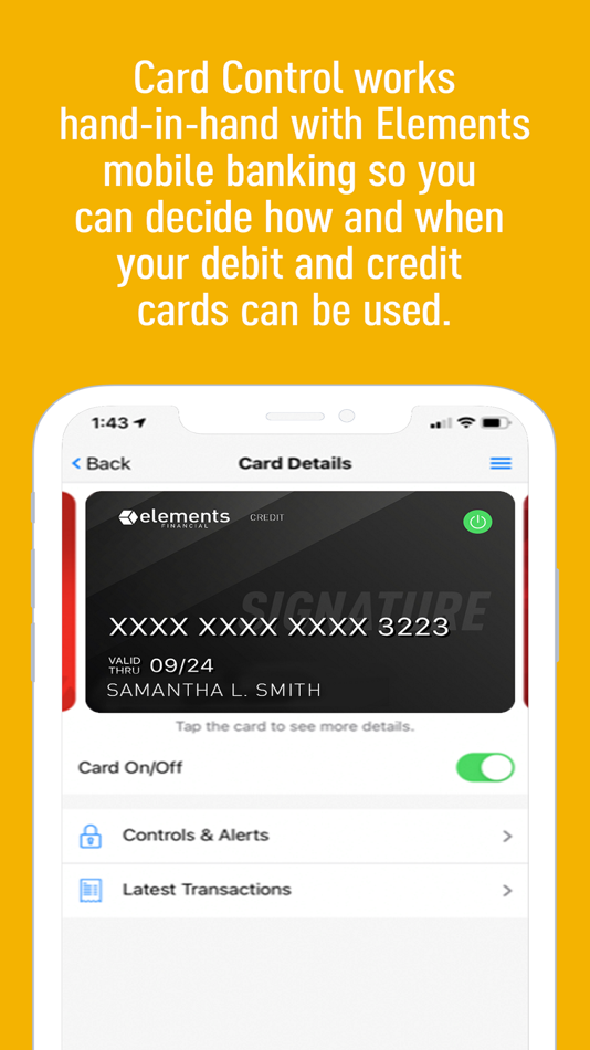 #2. Card Controls by Elements (iOS) 来自: Elements Financial Federal Credit Union