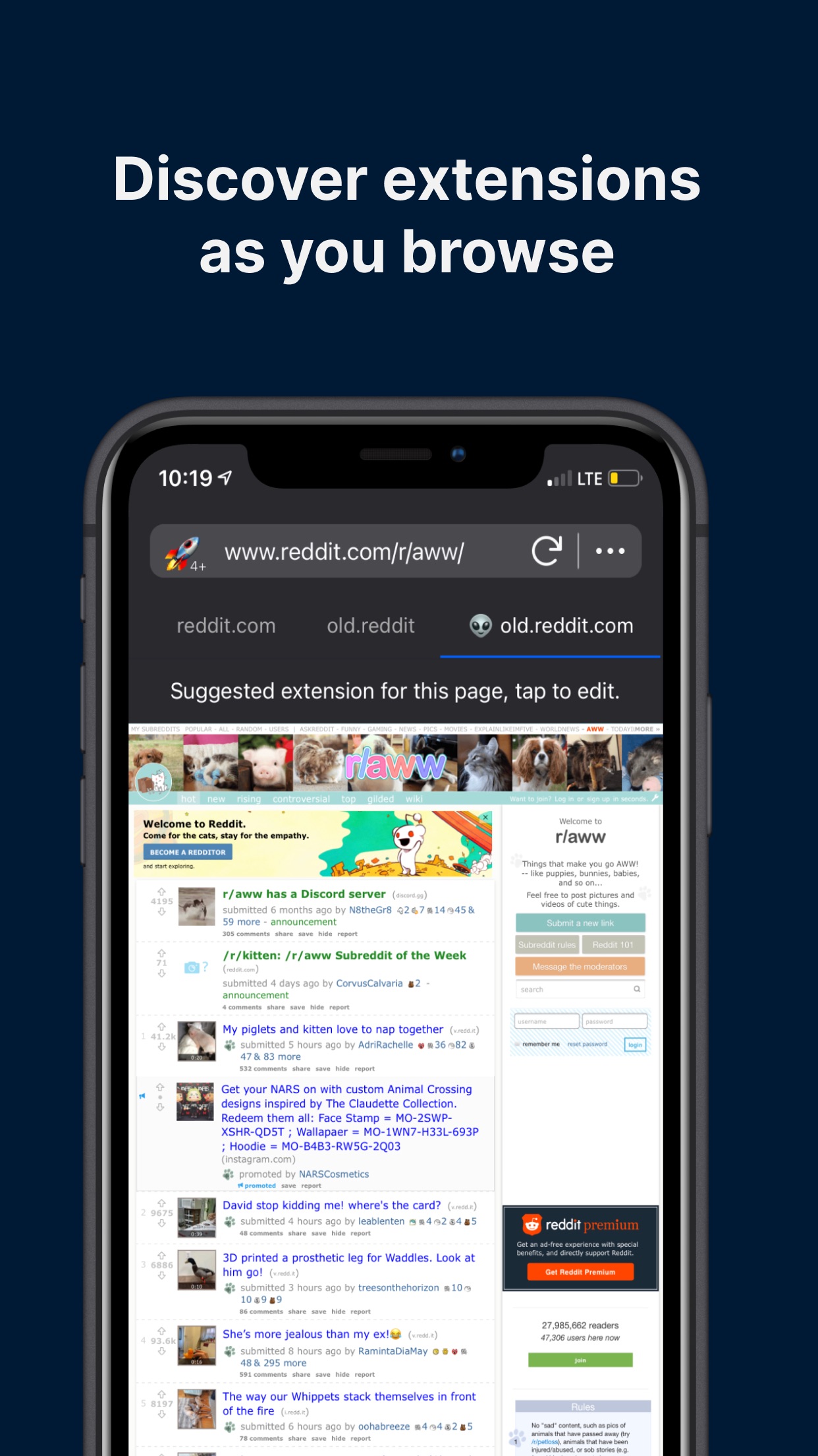 Screenshot do app Insight Browser