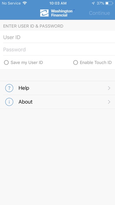 Washington Financial Bank Screenshot