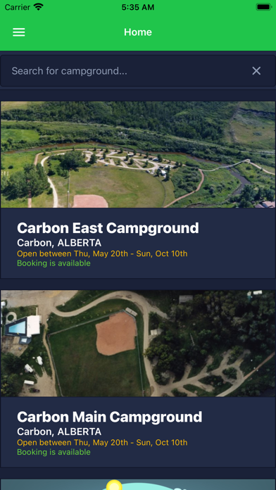 Camp Reservations Canada Screenshot