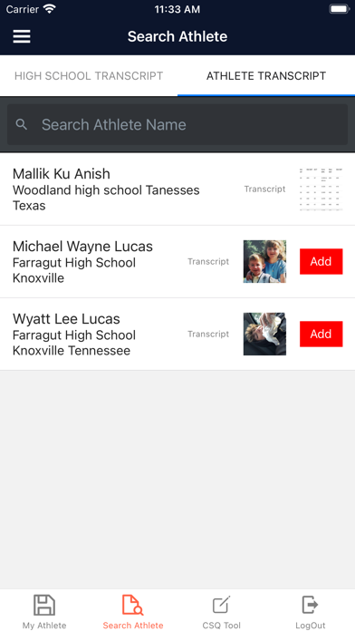 Collegiate Sports Qualifier Screenshot